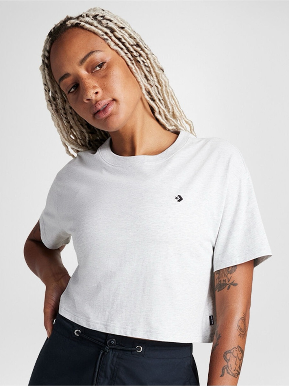 Women's Cropped Boxy Tee - Light Gray